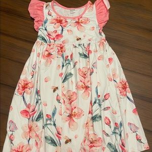 Pink flower dress girls size 8